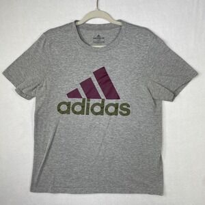 Adidas Amplifier Men's M Heathered Gray Maroon/Olive Green Logo T-Shirt